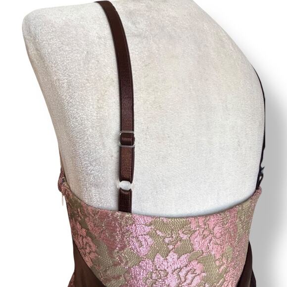 Vintage Y2K Necessary Objects Pink Floral Lace Slip Dress Satin Bow Detail Small - Picture 7 of 10